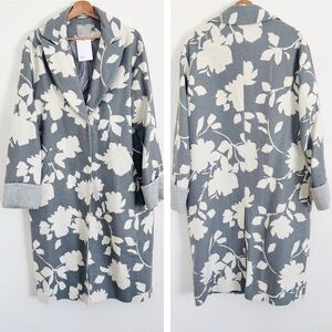 NWT ASOS White & Gray Floral Print Coat